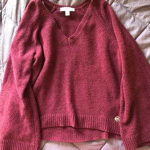 Burgundy long sleeve designer sweater